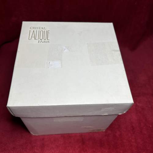 Lalique Elizabeth Pattern Vase in Clear & Frosted Glass & Box image-2