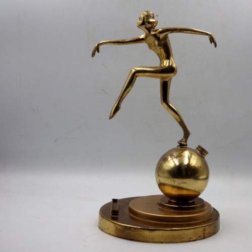 Art Deco Original 1930s Brass Nude Lady Dancer Matchstriker image-1