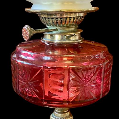 Late 19th Century Cranberry Glass Oil Lamp image-2