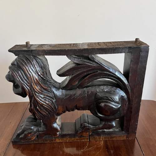 19th Century Carved Oak Lion Corbels image-3