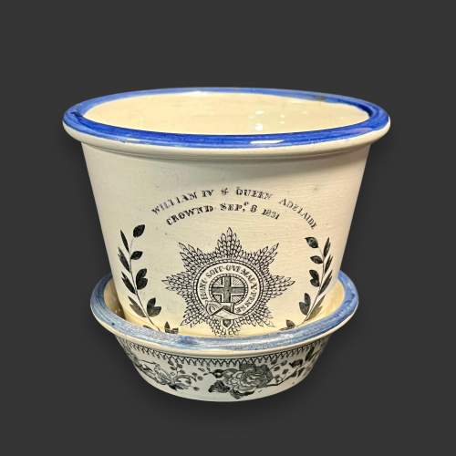 William IV Coronation Transfer Printed Creamware Pot and Bowl image-2