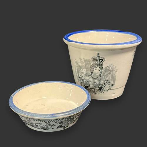 William IV Coronation Transfer Printed Creamware Pot and Bowl image-3