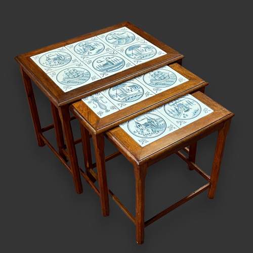 Mid 20th Century Nest of Danish Tile Top Tables image-1