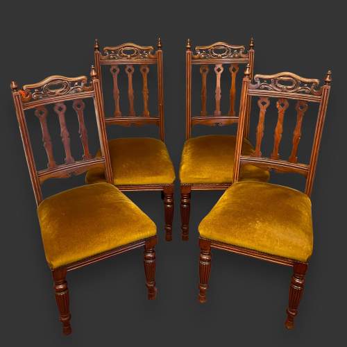 Early 20th Century Set of Four Beech and Mahogany Dining Chairs image-1