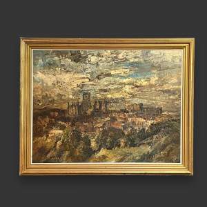 Large Oil on Board of Durham City by Alf O’Brien