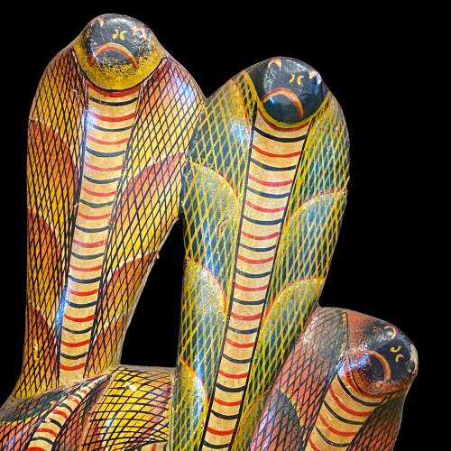 Traditional Cobra Tiki Mask - Sri Lanka Hand Carved Wood image-6