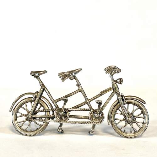 Silver Miniature Tandem Bicycle image-1