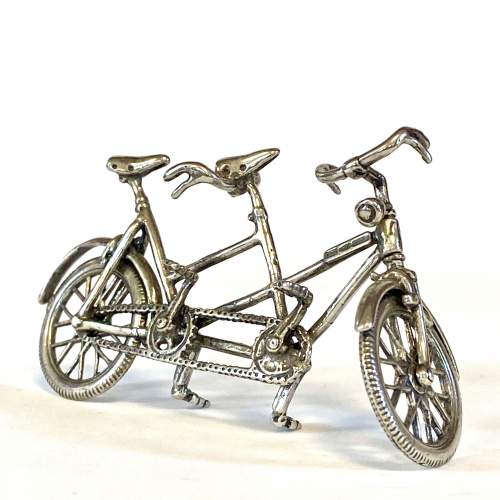 Silver Miniature Tandem Bicycle image-2