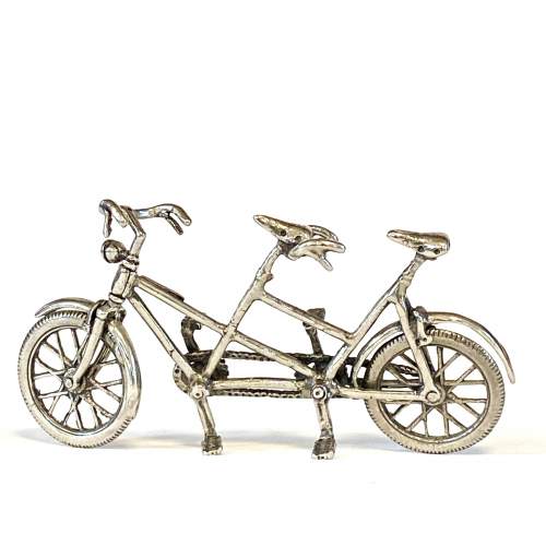 Silver Miniature Tandem Bicycle image-4