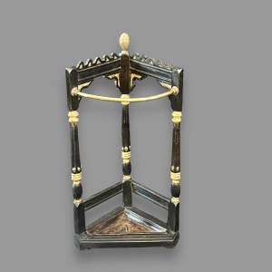 Victorian Cast Iron and Brass Corner Stick Stand