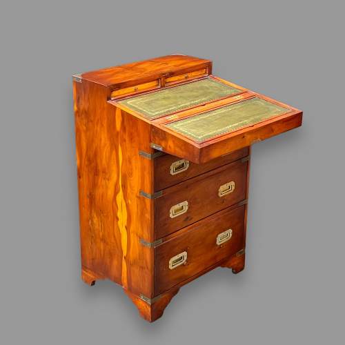 Early 20th Century Yew Wood Campaign Davenport Style Desk image-1