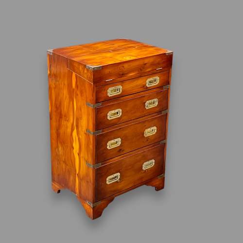 Early 20th Century Yew Wood Campaign Davenport Style Desk image-2