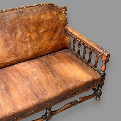Late 19th Century Carved Oak and Leather Three Piece Suite image-3