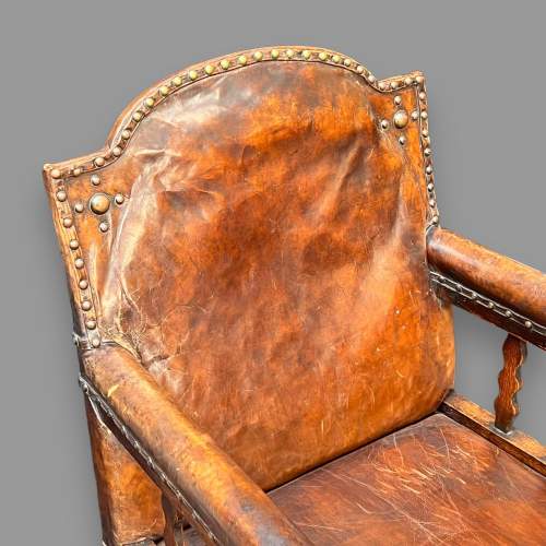 Late 19th Century Carved Oak and Leather Three Piece Suite image-6