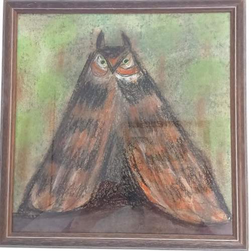 Art Deco Pastel Owl. Signed P Jouvre image-2