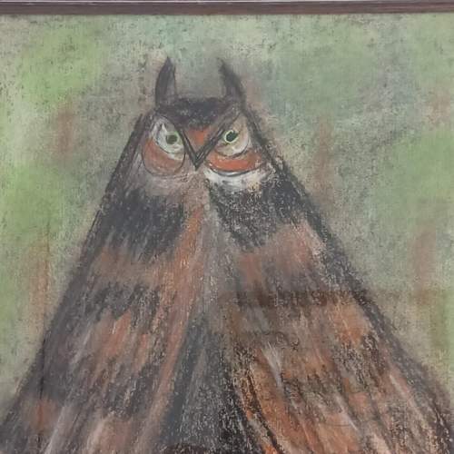 Art Deco Pastel Owl. Signed P Jouvre image-3