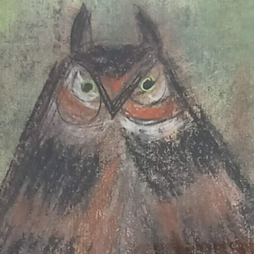 Art Deco Pastel Owl. Signed P Jouvre image-4