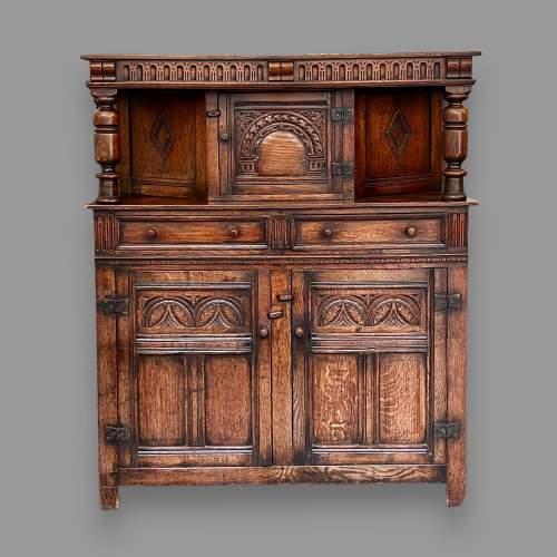 Titchmarsh and Goodwin Solid Carved Oak Court Cupboard image-1