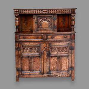 Titchmarsh and Goodwin Solid Carved Oak Court Cupboard