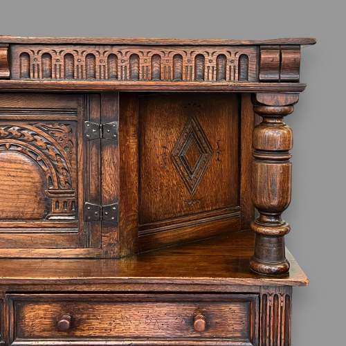 Titchmarsh and Goodwin Solid Carved Oak Court Cupboard image-2