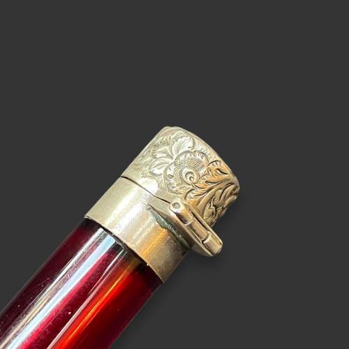 Rare Victorian Silver and Cylindrical Red Glass Scent Bottle image-4