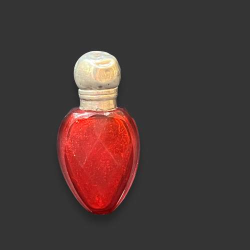 Rare Victorian Silver and Faceted Red Glass Scent Bottle image-2