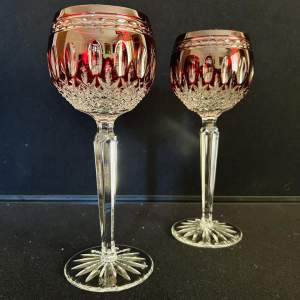 A Pair of Waterford Ruby Wine Glasses
