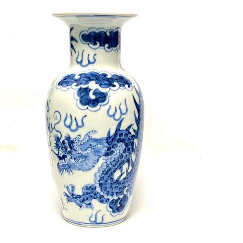 19th Century Chinese Blue & White Dragon Vase image-1