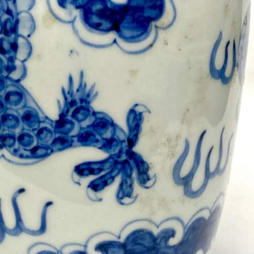 19th Century Chinese Blue & White Dragon Vase image-3