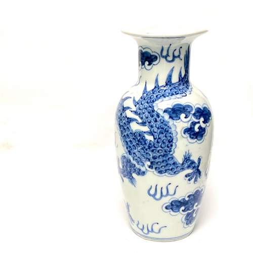 19th Century Chinese Blue & White Dragon Vase image-4
