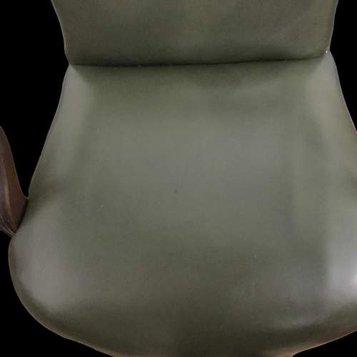 Vintage Green Leather Library Chair image-3