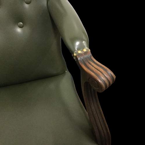 Vintage Green Leather Library Chair image-5