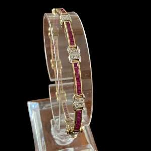 Vintage 9ct Gold Ruby and Diamond Bracelet