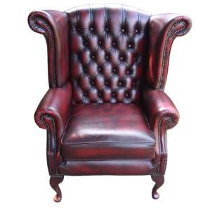 Thomas Lloyd Chesterfield Queen Anne Style Oxblood Leather Armchair
