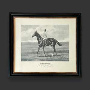 Copperplate Black and White Print of a Racing Horse Volodyovski