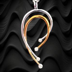 14ct  Gold Diamond Art Deco Style Pendant and Chain