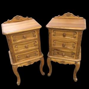 French Satin Wood Pair of Bedside Cabinets