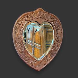 20th Century Heart Shaped Oak Wall Mirror