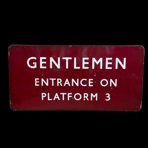 Midlands Railway Enamel Sign - Gentlemen Entrance on Platform 3
