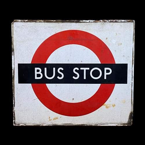 London Transport Enamel Bus Stop Sign image-1