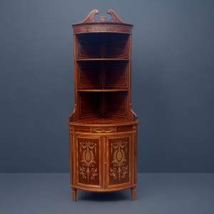 An Edwards & Roberts of London Marquetry Inlaid Corner Cabinet