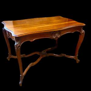 French Antique Walnut Salon Table in the Louis XV Style