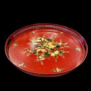French Antique Circular Toleware Tray